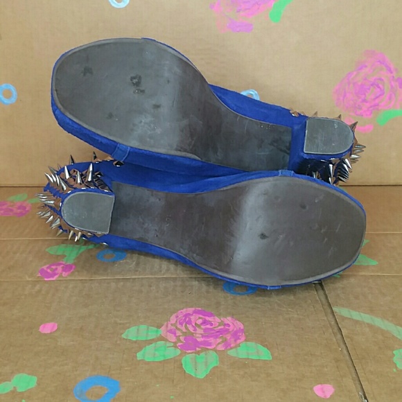 Jeffrey Campbell Blue Suede Spike Boots Size 10 - Picture 5 of 7